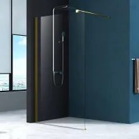 Параван за душ кабина Mediterraneo Foxy, златист цвят, 90x200 см, лесно почистване
