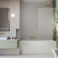 Параван за вана Radaway Modo F SL PNJ II, златисто-прозрачен, 90x150 см, 8 мм стъкло, десен
