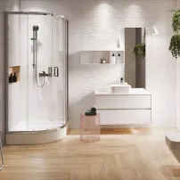 Полукръгла душ кабина Cersanit Arteco с 2 плъзгащи се врати 90x90 хром
