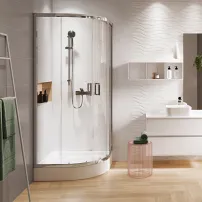 Полукръгла душ кабина Cersanit Basic с 2 плъзгащи се врати 80x80 хром