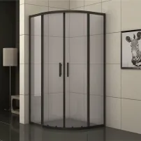 Полукръгла душ кабина Inter Ceramic с плъзгащи се врати 90x90 см матово черно-опушено прозрачно