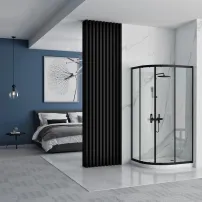 Полукръгла душ кабина Rea Look с две плъзгащи се врати 90x90 матово черно