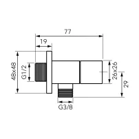Правоъгълен ъглов смесител Ferro 1/2”x3/8” с лъскаво хромирано покритие