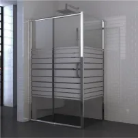 Правоъгълна душ кабина Inter Ceramic с плъзгаща се врата 100x80 см, гланцово хромирано-бяло прозрачно стъкло с линии