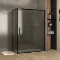 Правоъгълна душ кабина Inter Ceramic с плъзгаща се врата 120x80 см матово черно - опушено