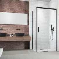 Правоъгълна душ кабина с плъзгаща се врата Radaway Idea KDJ 150x70 см матово черно-прозрачно покритие дясна