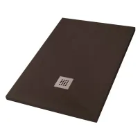 Правоъгълно композитно душ корито Inter Ceramic 120x80 см, дърво и кафе покритие