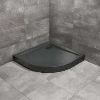 Radaway Doros A Compact Stone полукръгла душ корита 90x90 см черен акрил