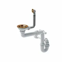 Сифон Quadron Unique с капак за сифон, медно покритие, за гранитни мивки