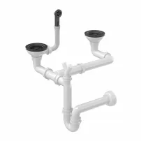 Сифон Quadron Unique с въглеродно-саждов сифон с капак за двукоритни гранитни мивки