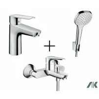 Смесител Hansgrohe Logis E със смесител за мивка, комплект за вана и душ с хромиран кран