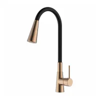 Смесител за кухня с изтеглящ маркуч Inter Ceramic Havana, черен мат - Rose Gold, с 2 функции