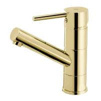 Смесител за мивка FDesign Flusso с мобилен чучур в лъскаво златисто