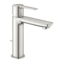 Смесител за умивалник Grohe Lineare, размер S, четен хром, Supersteel, с изскачащ вентил