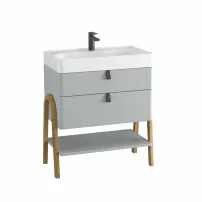 Светлосив комплект подови шкафове Krofam Moss 70 см, вградена мивка Krofam Moss 70 см с отвор за смесител