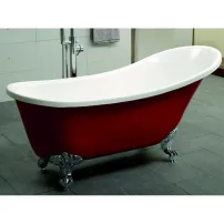 Свободностояща ретро вана Inter Ceramic, акрил, червено-бяла, 162.5x69.5 см