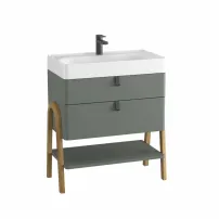 Тъмносив комплект подови шкафове Krofam Moss 70 см, вградена мивка Krofam Moss 70 см с отвор за смесител