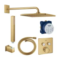 Вградена душ система Grohe Grohterm SmartControl Rainshower с термостат в цвят матово злато Cool Sunrise