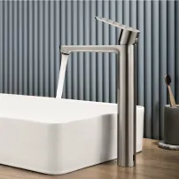 Висок смесител за умивалник Inter Ceramic Marsilya, четкано метално сиво, едноръкохватков