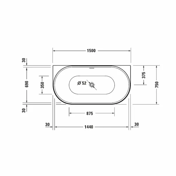 Duravit DuraSenja свободностояща вана 150x75 см бяло покритие, закрепена към стената, между другото picture - 4