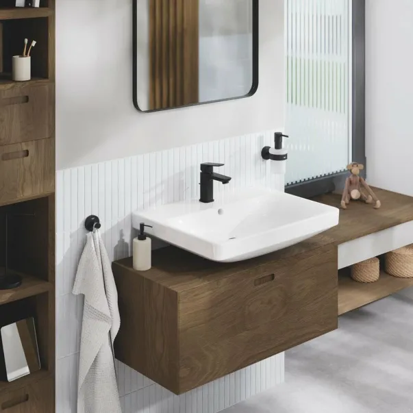 Grohe Cubeo S смесител за умивалник с едноръкохватков изскачащ вентил, матово черен picture - 2