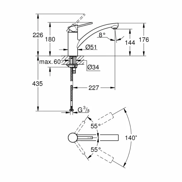 Grohe Swift кухненски смесител с едноръкохватков механизъм, гланциран хром picture - 2