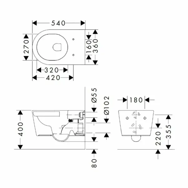 Hansgrohe EluPura S AquaFall Стенна тоалетна чиния, бяла, с капак с плавно затваряне picture - 6