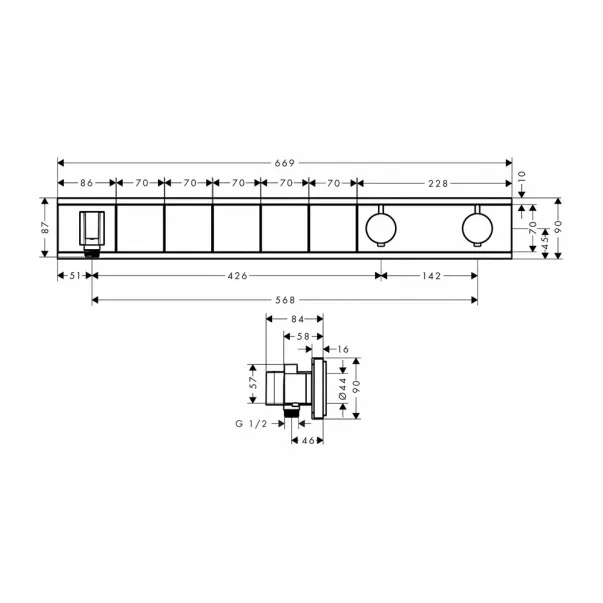 Hansgrohe Rainselect Вграден смесител за душ с 5 функции и черен хромиран термостат picture - 2