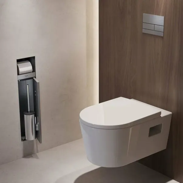 Hansgrohe XtraStoris Rock вграден държач за тоалетна хартия с четка за тоалетна, полирана стомана picture - 4
