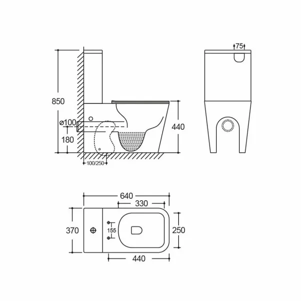 Компактна тоалетна чиния Rune Isa Rimless, бяла, с казанче и капак с плавно затваряне picture - 2