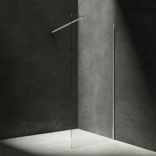 Комплект душ кабина Omnires Marina Walk-In, хром 100x200 см и душ колона Grohe Vitalio Start Cube 250 с термостатичен смесител, гланциран хром picture - 3