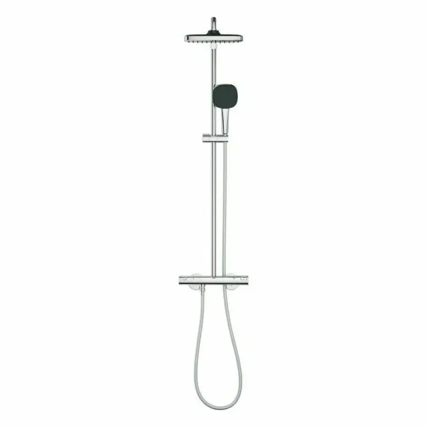Комплект душ кабина Rea Axin хром 90x90 и душ колона с термостатичен смесител Grohe Vitalio Start Cube 250 в гланцов хром picture - 6