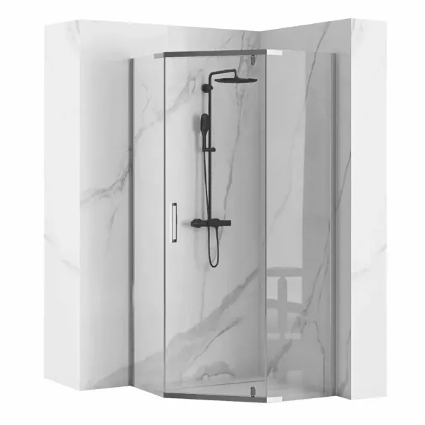 Комплект душ кабина Rea Axin хром 90x90 и душ колона с термостатичен смесител Grohe Vitalio Start Cube 250 в гланцов хром picture - 3