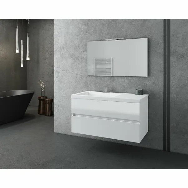 Комплект от бели стенен шкафове и бяла мивка Drop Luxus 100 см picture - 4