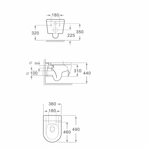 Комплект тоалетна чиния Inter Ceramic Rimless с тънък бял мраморен капак и гланцово покритие picture - 2