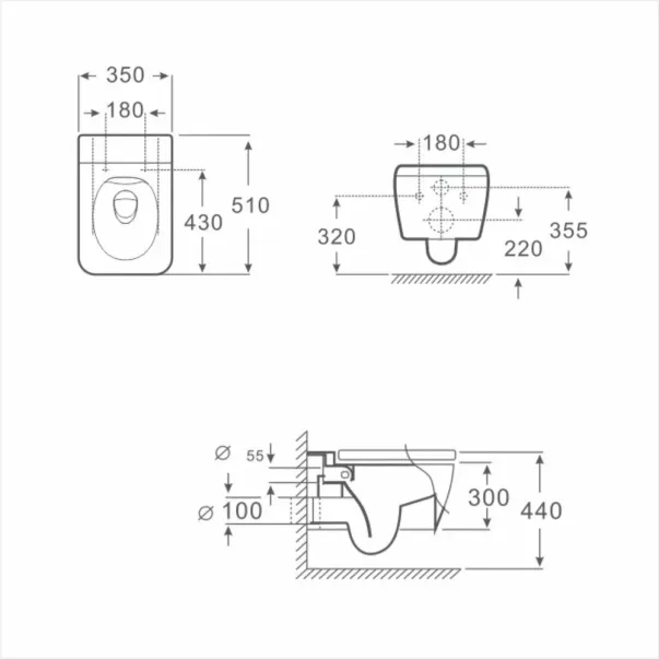 Комплект тоалетна чиния Inter Ceramic Rimless с тънък капак, гланцово бяло покритие picture - 2
