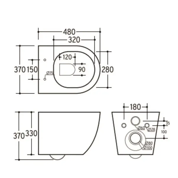 Комплект тоалетна чиния Inter Ceramic Rimless за окачване на стена с тънък бял капак, гланцово покритие picture - 3