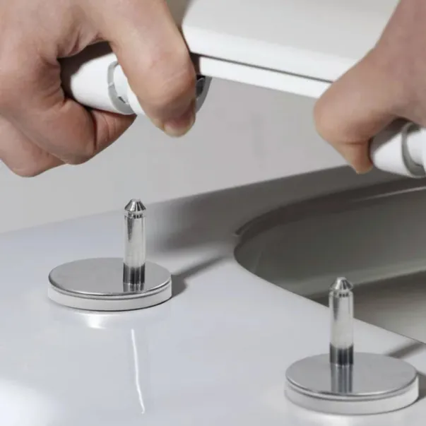 Комплект тоалетна чиния Inter Ceramic Rimless за окачване на стена с тънък бял капак, гланцово покритие picture - 2