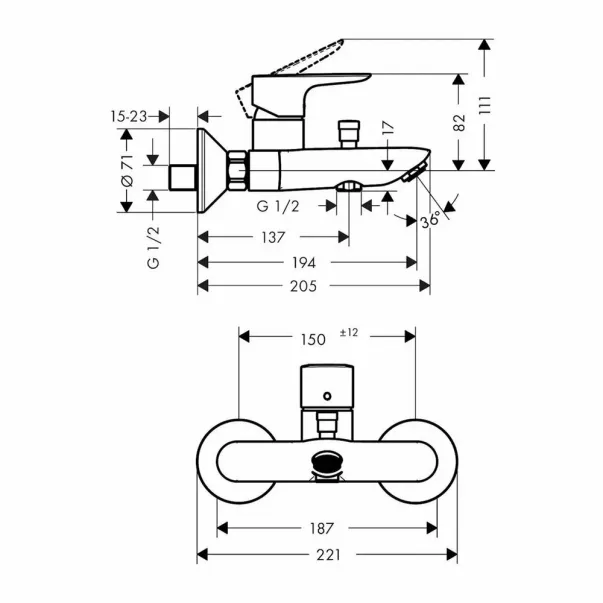 Комплект за мивка, вана и душ Hansgrohe Talis E хром picture - 8