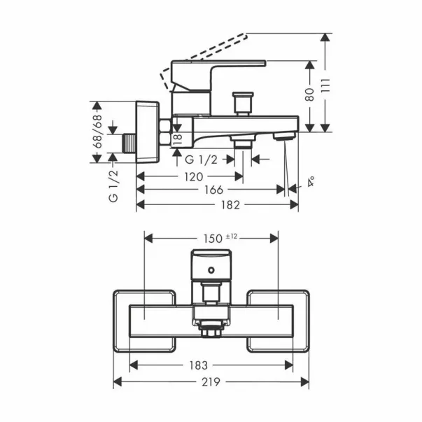 Комплект за мивка, вана и душ Hansgrohe Vernis Shape в матово черно picture - 9