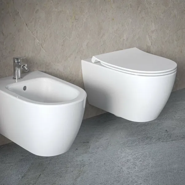 Комплект за окачена тоалетна чиния Ideal Standard I.life O HydroTwist с бял капак с плавно затваряне picture - 2