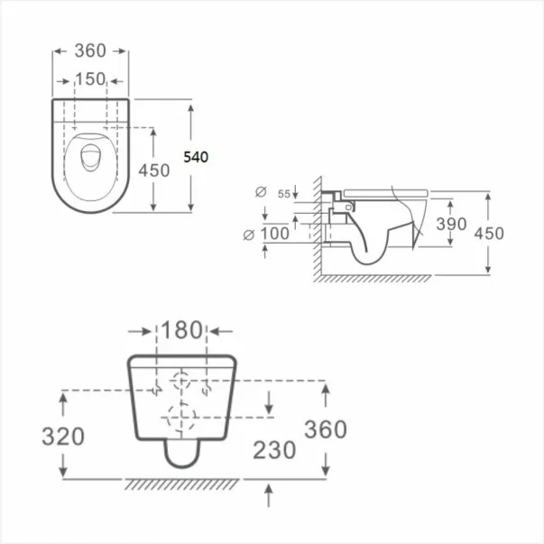 Комплект за окачване на тоалетна чиния Inter Ceramic Rimless с тънък капак с плавно затваряне, гланцово бяло покритие picture - 4