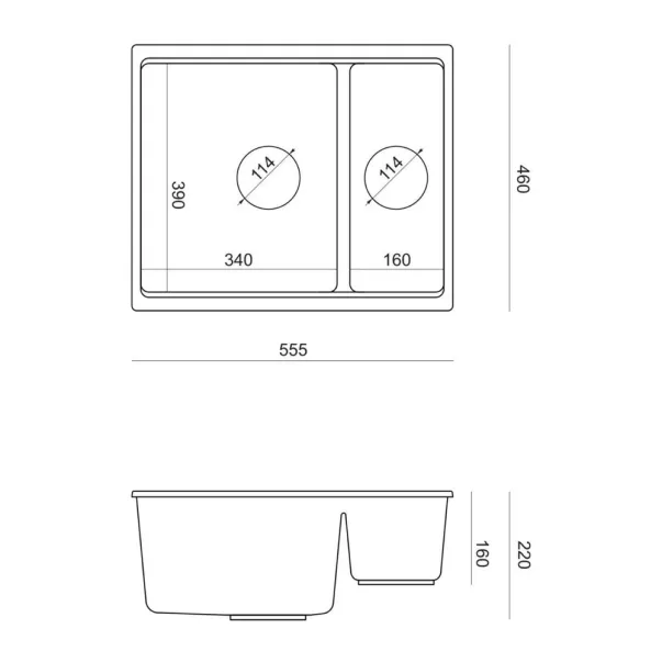 Композитна подплотова мивка Quadron Logan 150 бежово-мед 56x46 см picture - 3