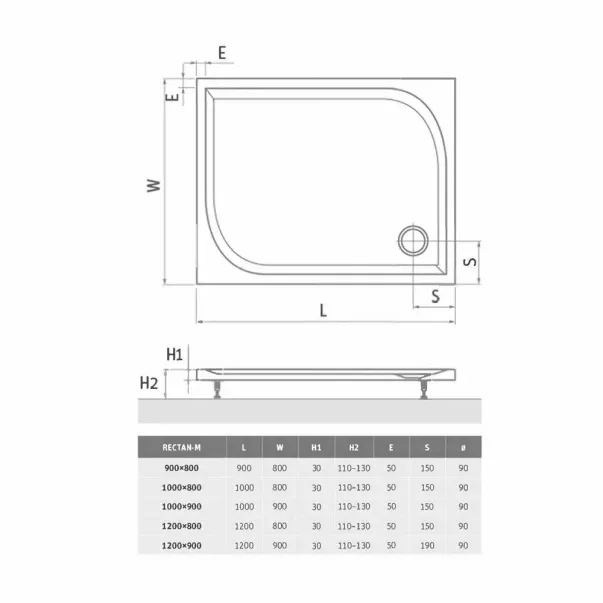 Композитно душ корито Roth Rectan-M 120x90 см бяло picture - 5
