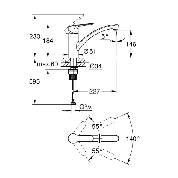 Кухненски смесител Grohe Start монокомандна гланциран хром picture - 8