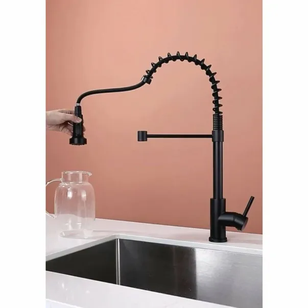 Кухненски смесител Quadron Pop Alice с разтегателен душ, въглеродно черно покритие picture - 4
