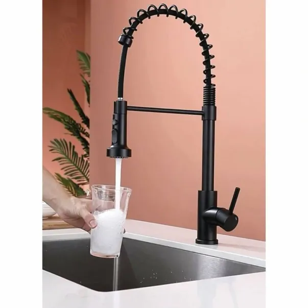 Кухненски смесител Quadron Pop Alice с разтегателен душ, въглеродно черно покритие picture - 5