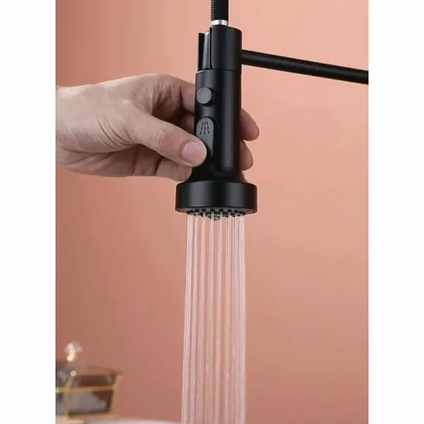 Кухненски смесител Quadron Pop Alice с разтегателен душ, въглеродно черно покритие picture - 6