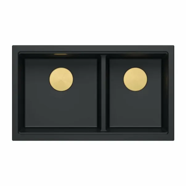 Мивка за под плот Quadron Logan 120 от композитен материал, въглеродно черно - златно, 76x45 см picture - 2