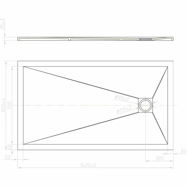 Правоъгълно композитно душ корито Inter Ceramic 140x80 см, дърво и кафе покритие picture - 3